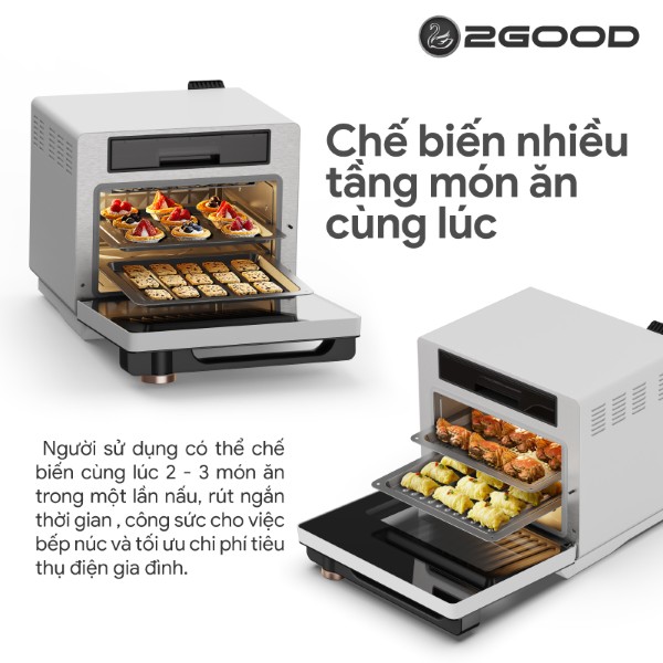 Nồi Chiên Không Dầu Kèm Hấp 2GOOD S100 (20 Lít) Tặng Combo Quà 2026 - FREE SHIPPING TOÀN QUỐC
