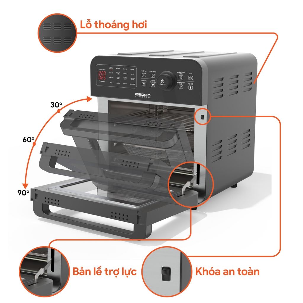 Nồi Chiên Không Dầu s2GOOD Vortex S-20 Air Fryer Oven (14.5L)