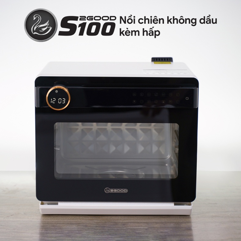 Nồi chiên hơi nước 2Good S100 đặt trong bếp gọn gàng linh hoạt